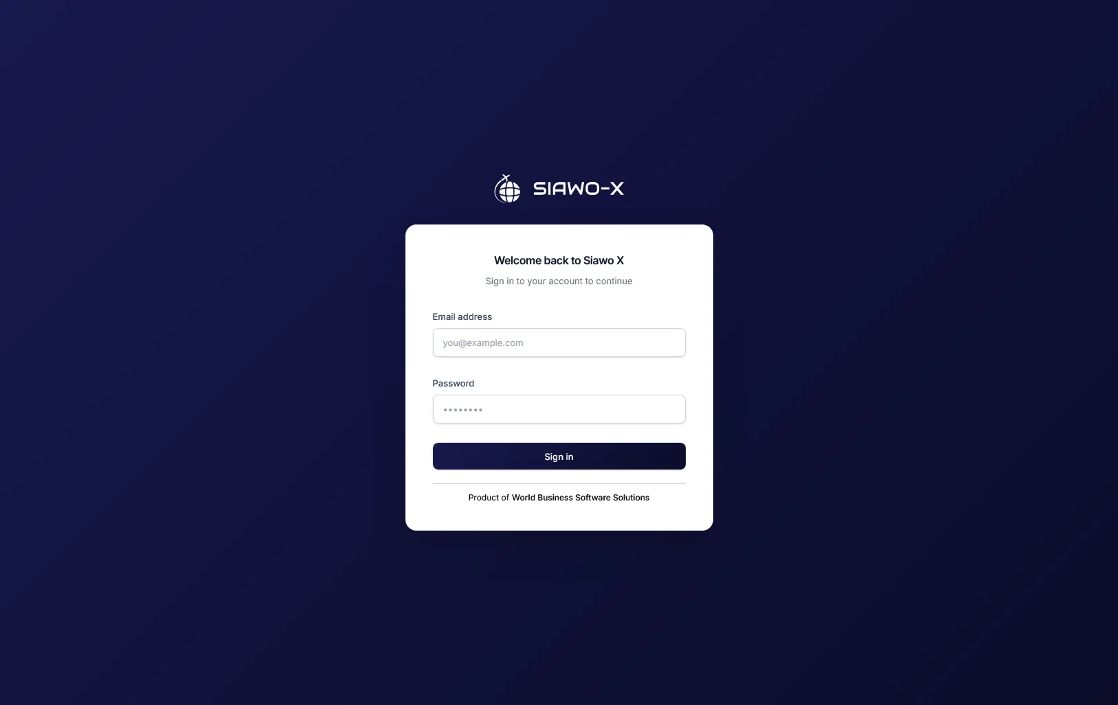 siawox login page preview